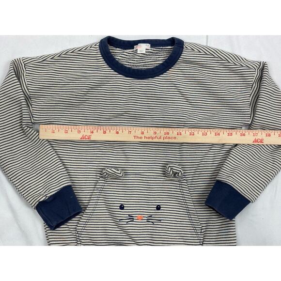 Crewcuts Everyday Navy White Stripe Bunny Face Sweatshirt Size 10 - Picture 2 of 6